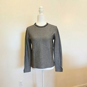 YAL New York Black and White Blend Knit Sweater With Black Trim and Split Cuffs